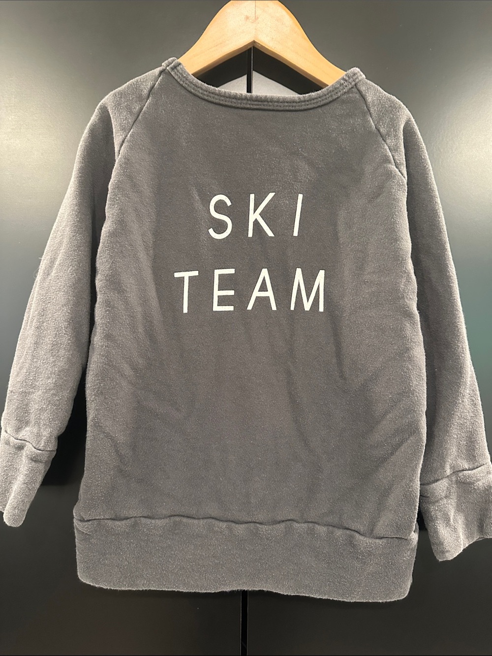 Childhoods Clothing Kids Ski Team Sweatshirt Gray Raglan Pullover Crewneck